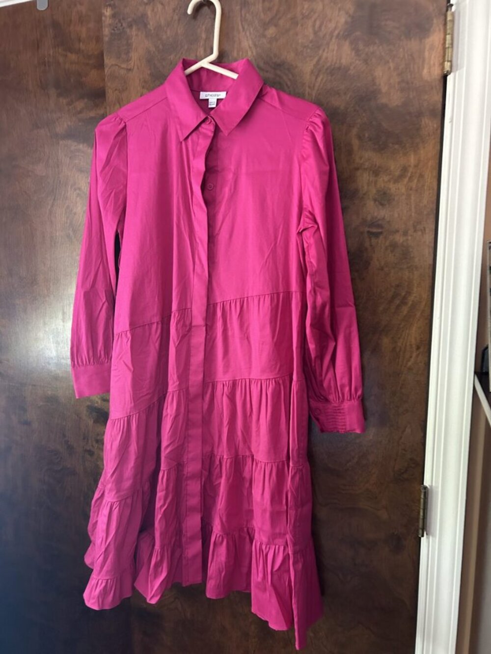 Chico's Hot Pink Tiered Shirt Dress